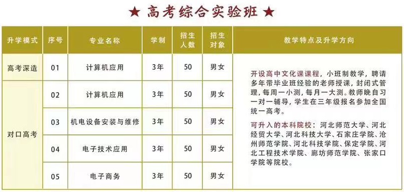 石家庄铁路职业高级技工学校2024年高考班招生